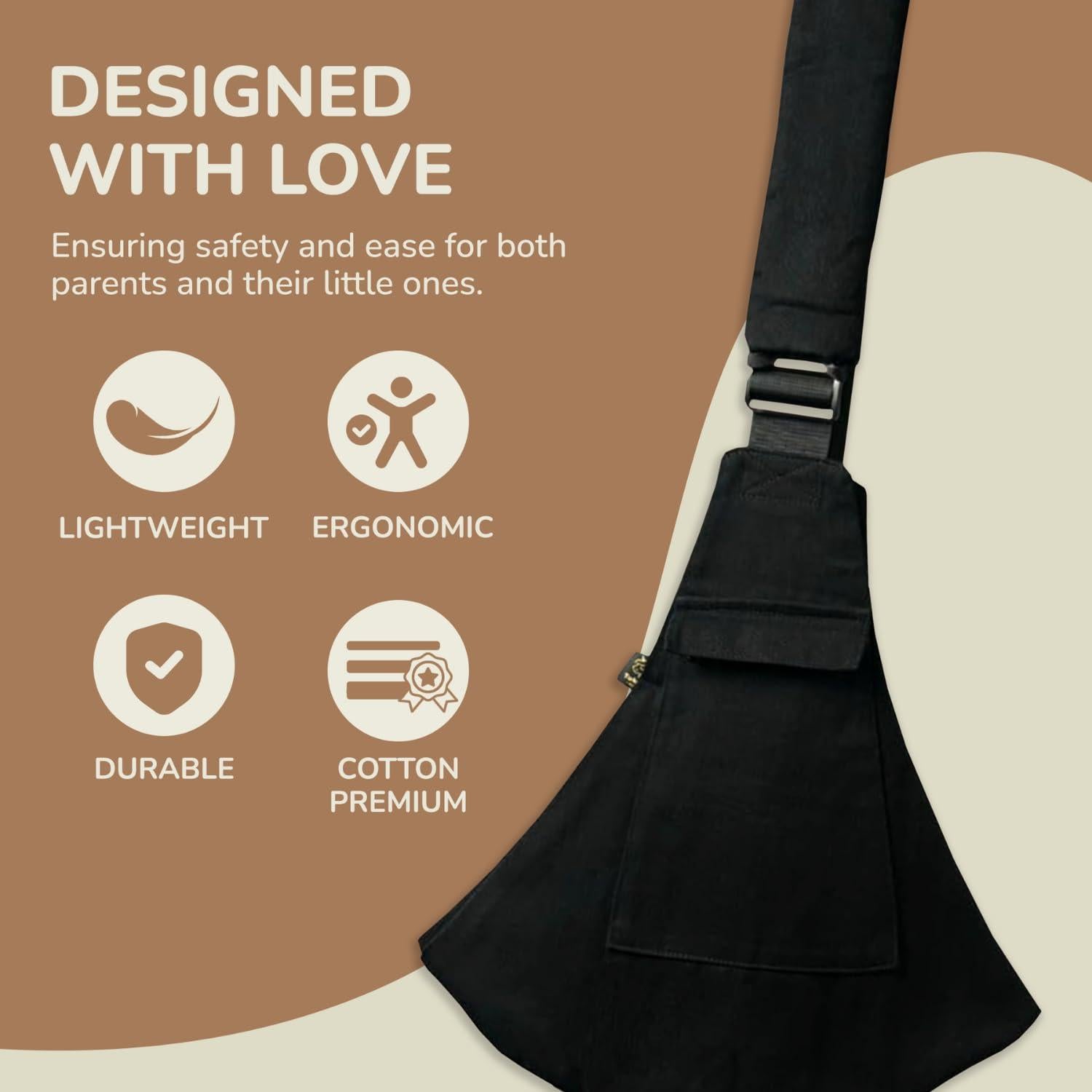 Portabebés Ergonómico Ajustable Takami Negro para Niños 0-3 Años