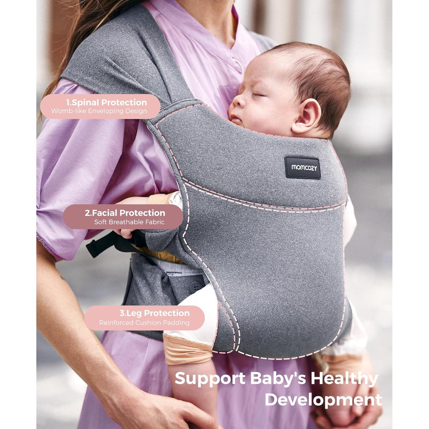 Portabebés Ergonómico Momcozy - Plegable y Ligero, 12-15.88 kg