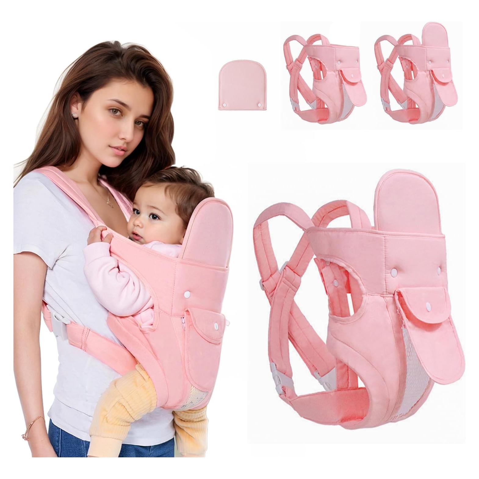 Portabebés 4-en-1 POVENK Rosa Ergonómico Ajustable 3-20 kg