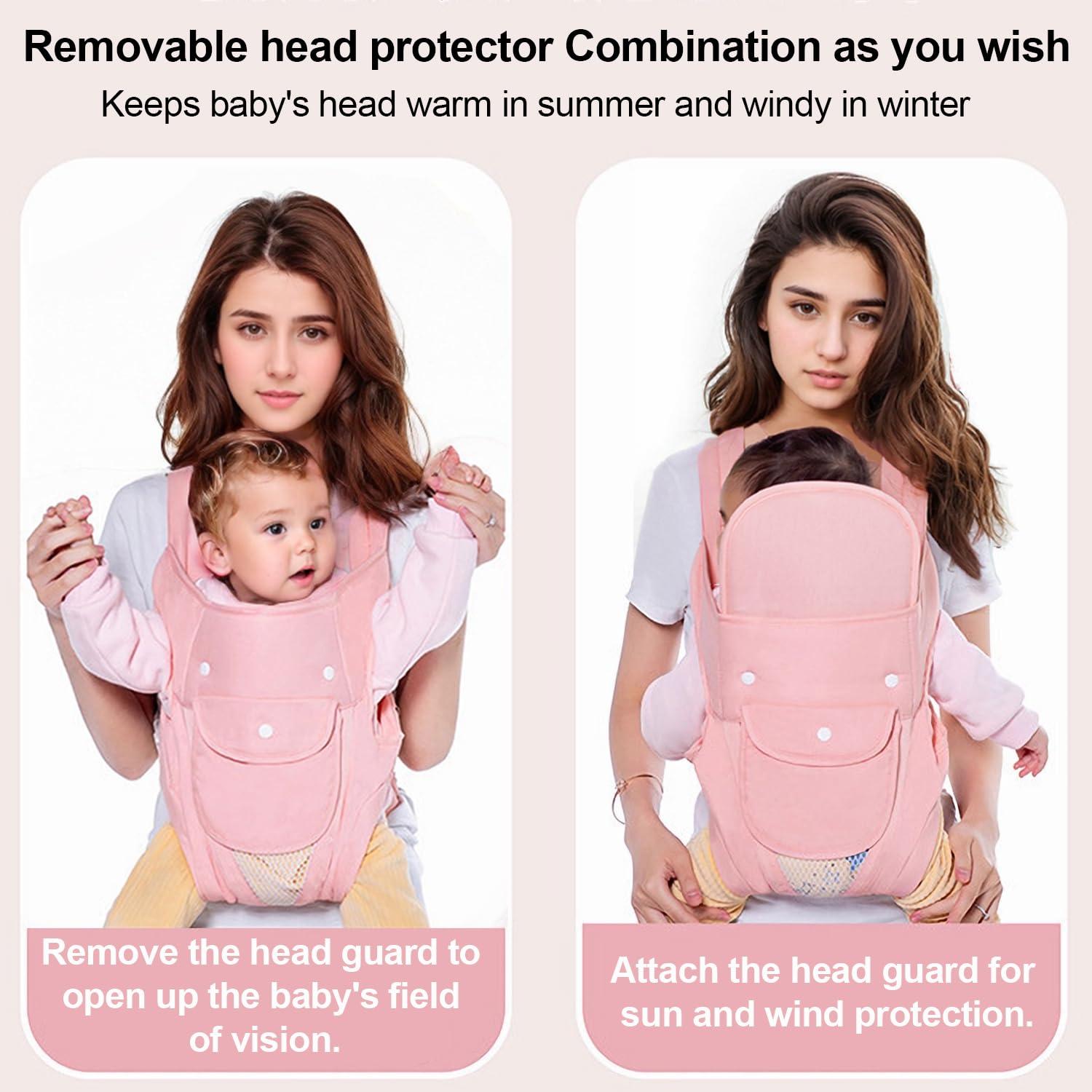 Portabebés 4-en-1 POVENK Rosa Ergonómico Ajustable 3-20 kg