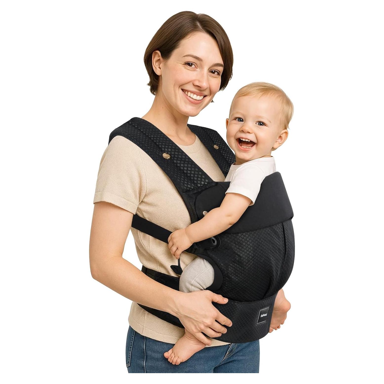 Portabebés Ergonómico Safotad Negro con Soporte Lumbar