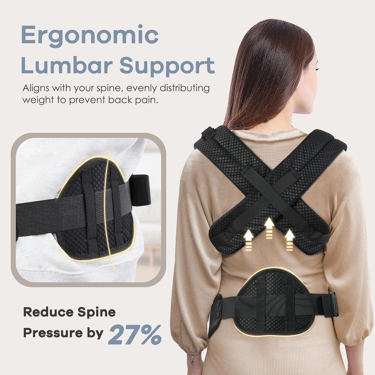 Portabebés Ergonómico Safotad Negro con Soporte Lumbar
