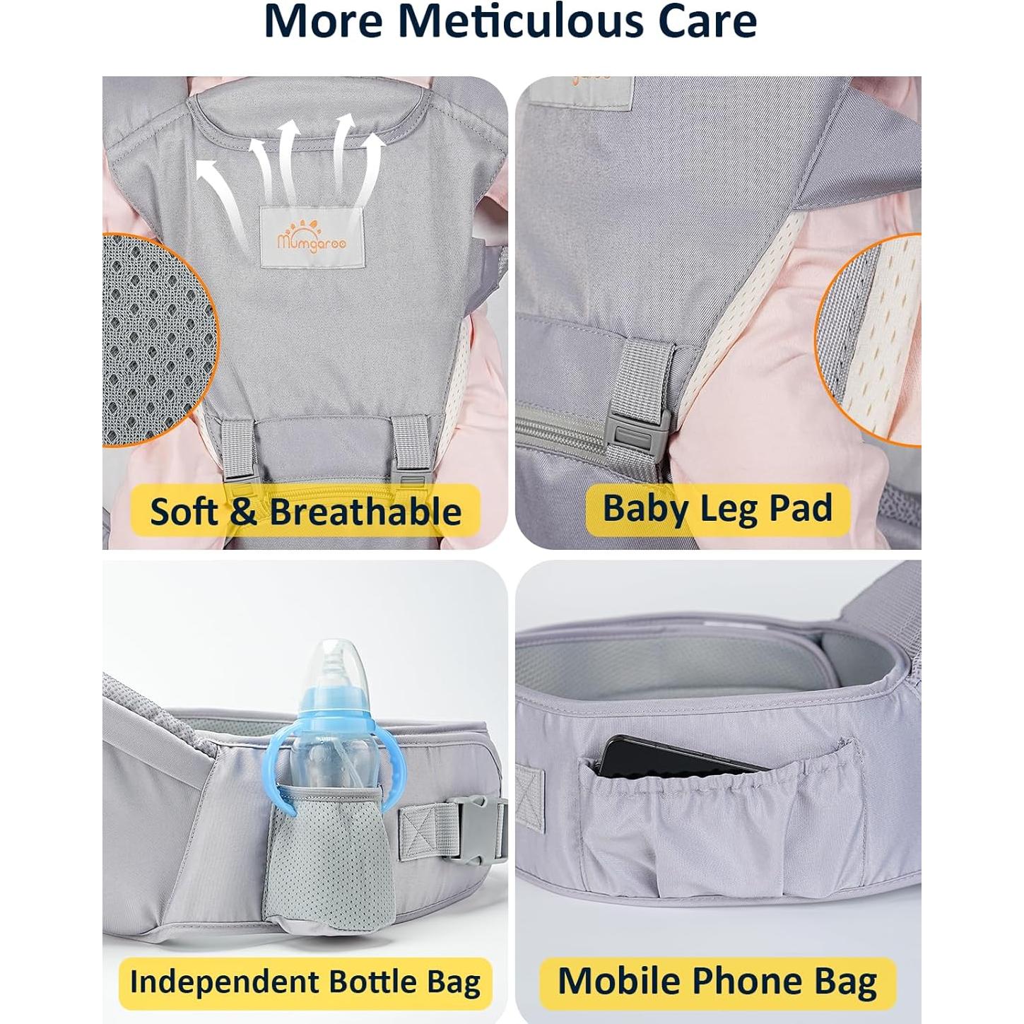 Portabebés 6 en 1 Mumgaroo Gris, Ajustable, Ergonómico