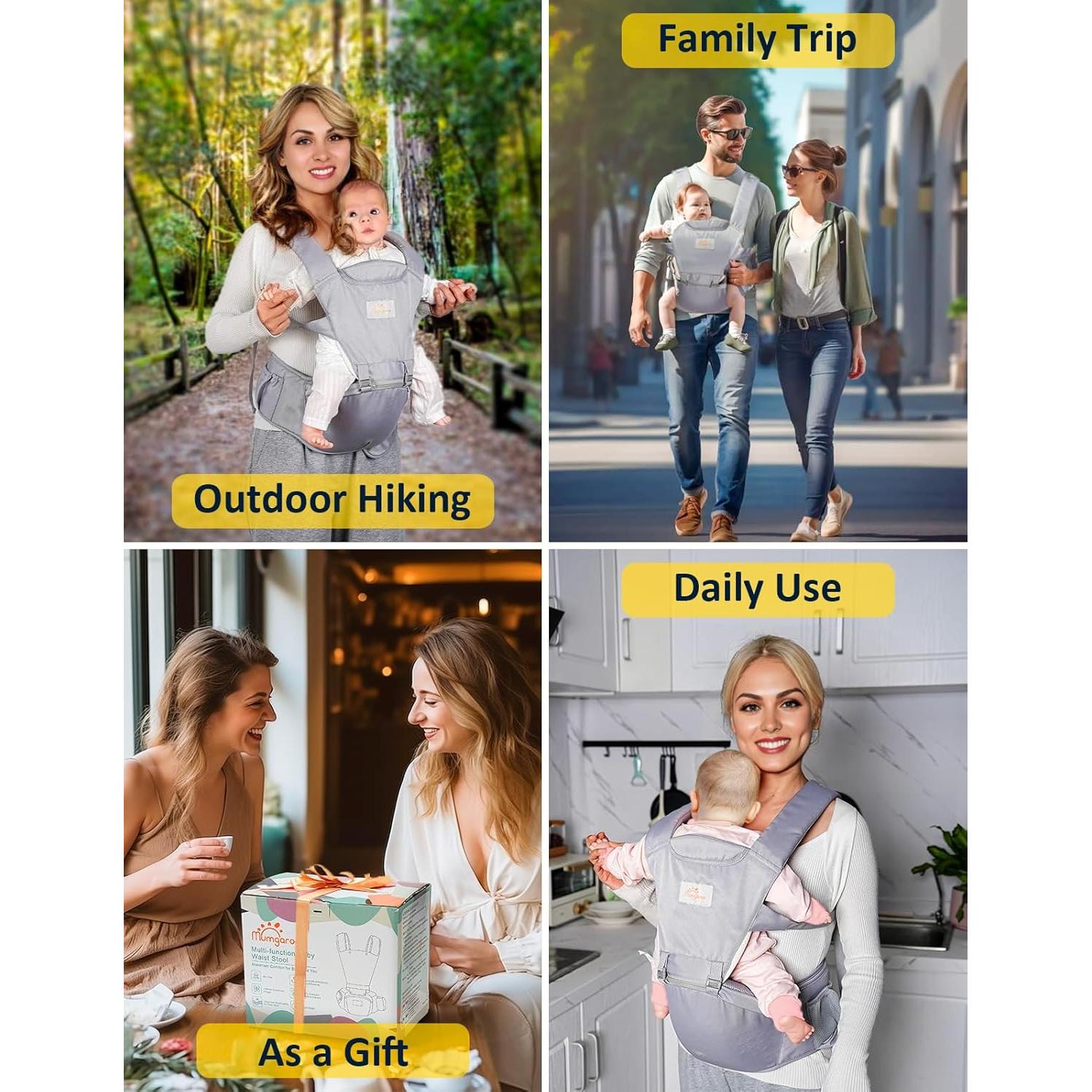 Portabebés 6 en 1 Mumgaroo Gris, Ajustable, Ergonómico