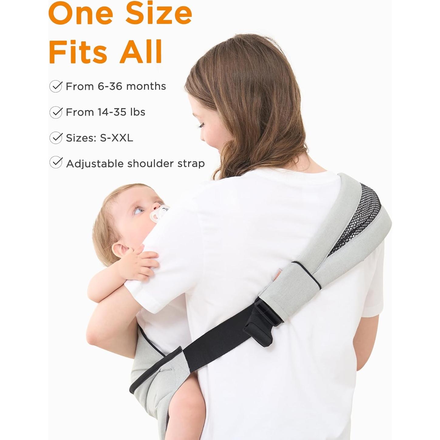 Portabebés GAGAKU Ajustable Ergonomico Gris Claro 6-36 Meses