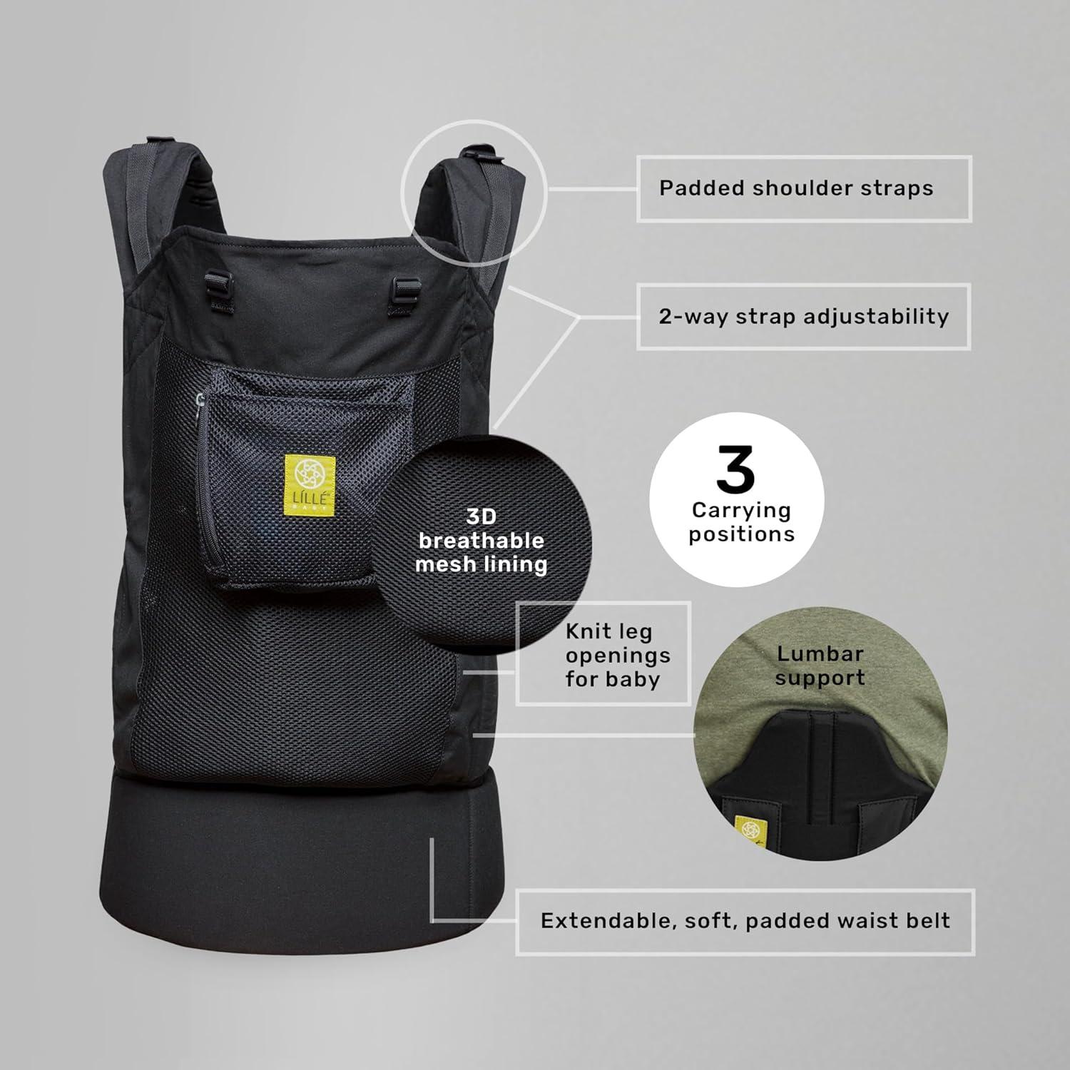 Portabebés Ergonómico LILLEbaby CarryOn Airflow Negro 9.1-27.2 kg