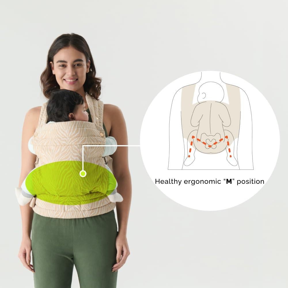 Portabebés 4 en 1 Ergonomico Cebra Beige | Soporte Lumbar | 3-16 kg