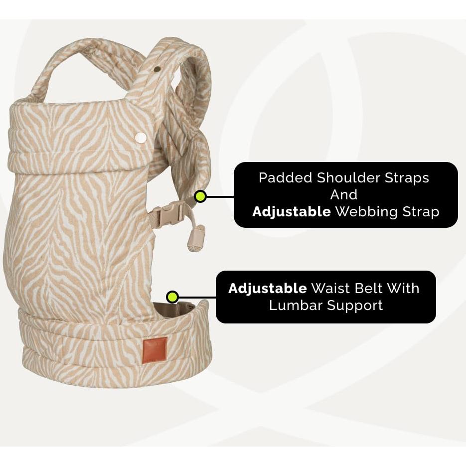 Portabebés 4 en 1 Ergonomico Cebra Beige | Soporte Lumbar | 3-16 kg