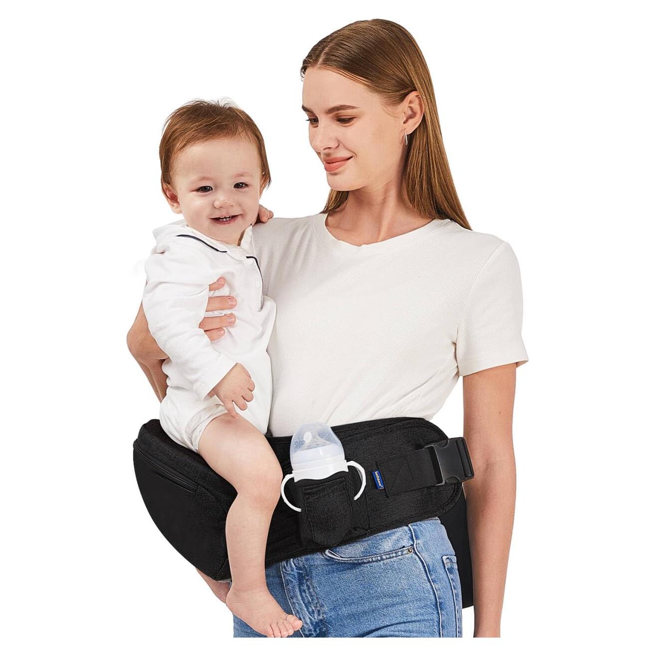 Portabebés Ergonómico Ajustable con Bolsillos - Negro