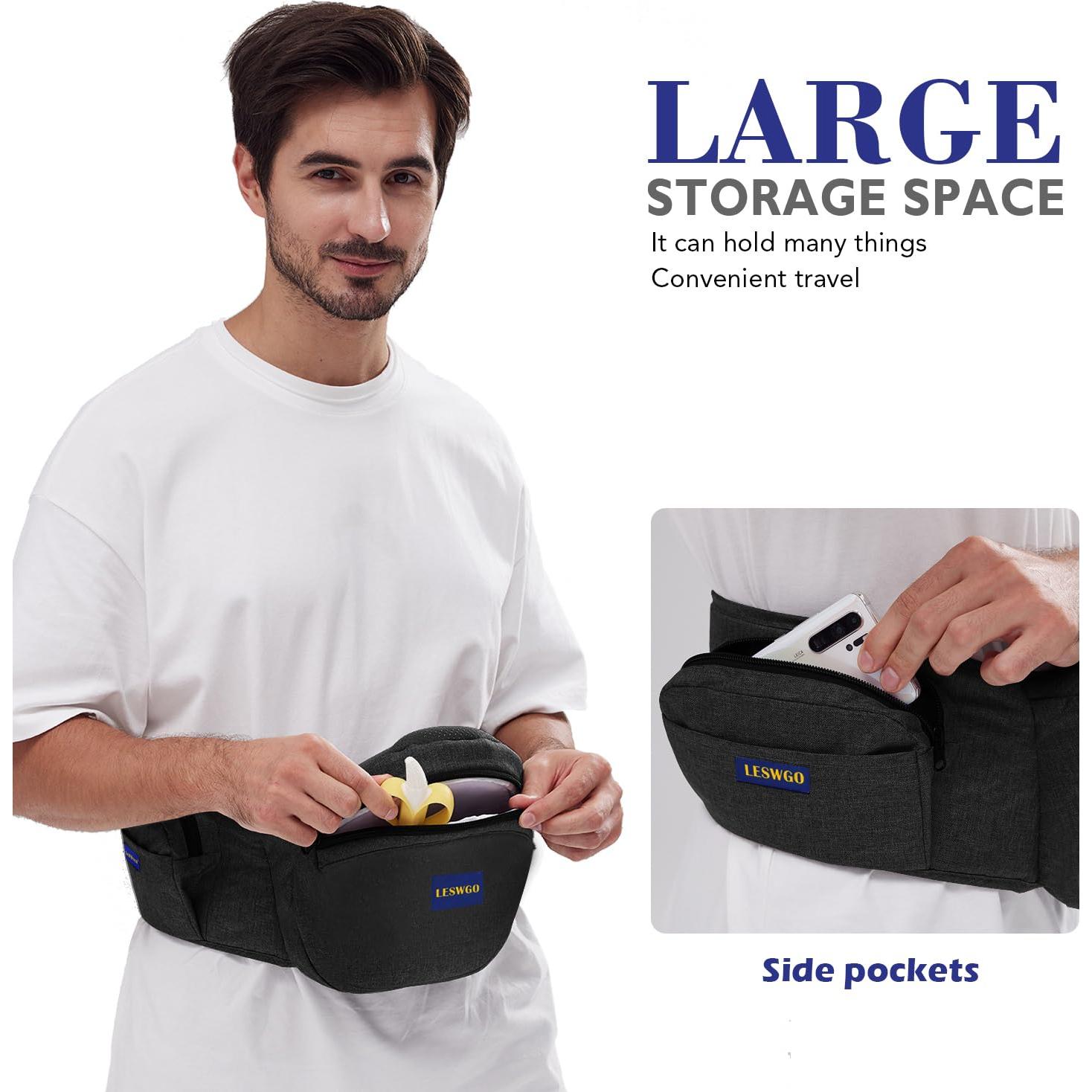 Portabebés Ergonómico Ajustable con Bolsillos - Negro