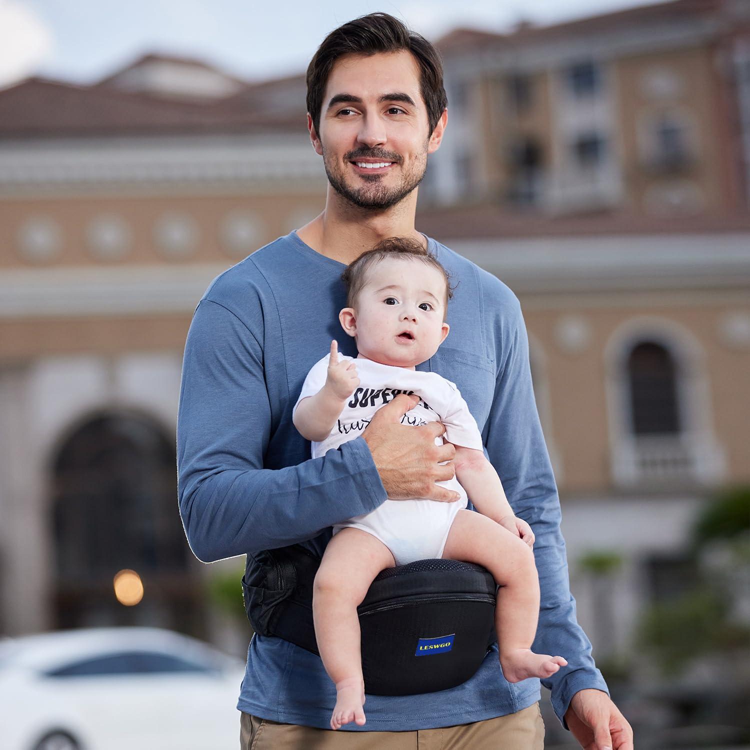 Portabebés Ergonómico Ajustable con Bolsillos - Negro