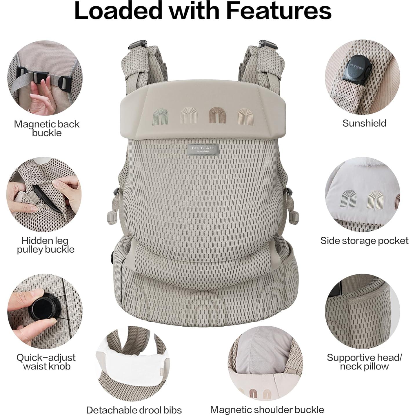 Portabebés Ligero BEIESTATE Negro Titanio hasta 15 kg