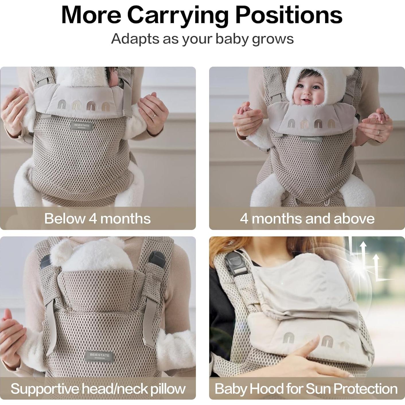 Portabebés Ligero BEIESTATE Negro Titanio hasta 15 kg