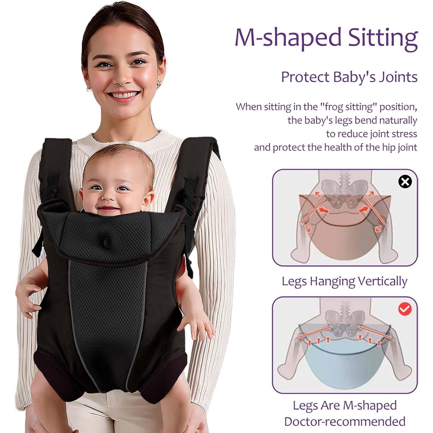 Portabebés Ergonómico 4 en 1 Negro - Malla Transpirable