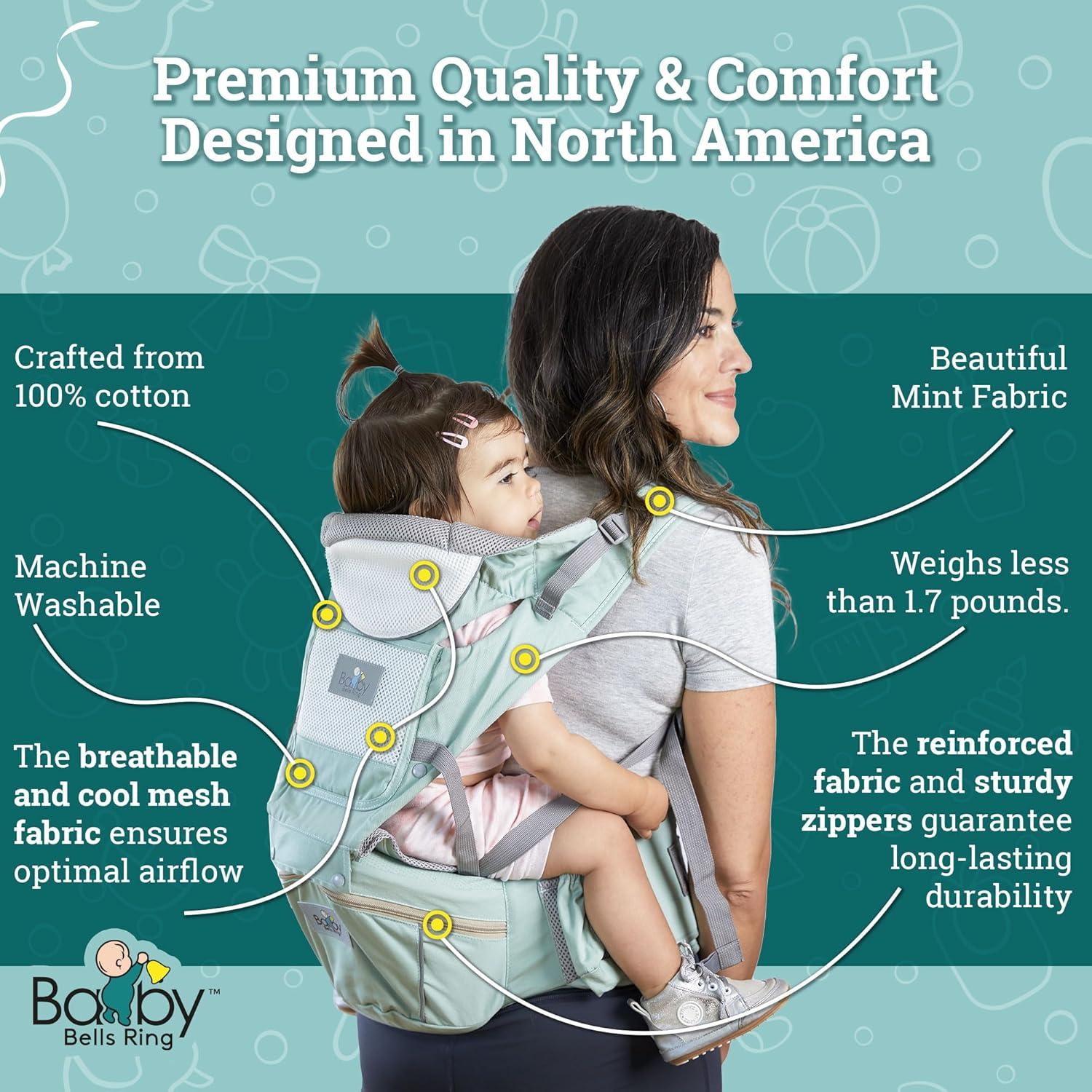 Portabebés ergonómico Baby Bells Ring 6 en 1 con almacenamiento