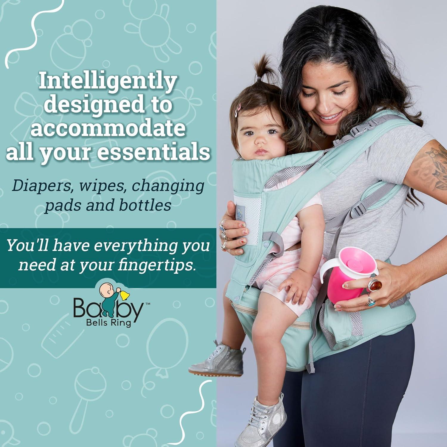 Portabebés ergonómico Baby Bells Ring 6 en 1 con almacenamiento