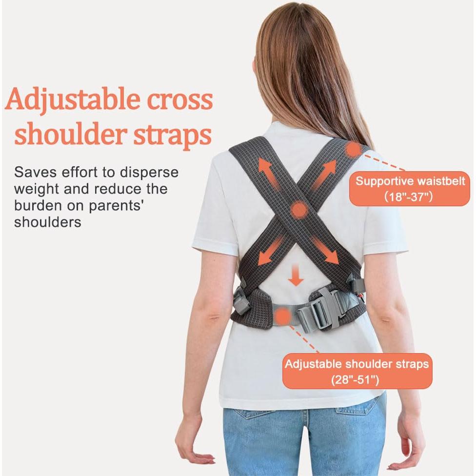 Portabebés Ergonómico BABYPARK Gris Oscuro para Recién Nacidos