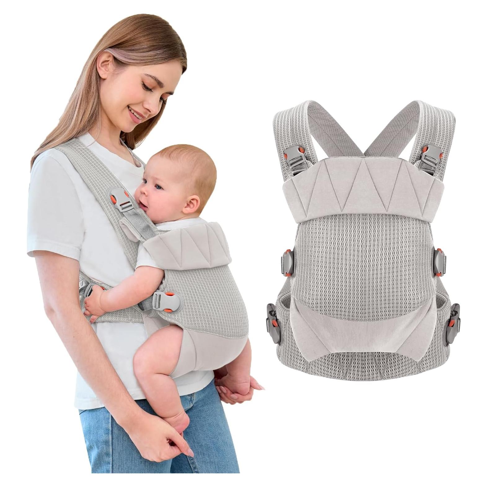 Portabebés Ergonómico Malla Transpirable Gris 3-20 kg