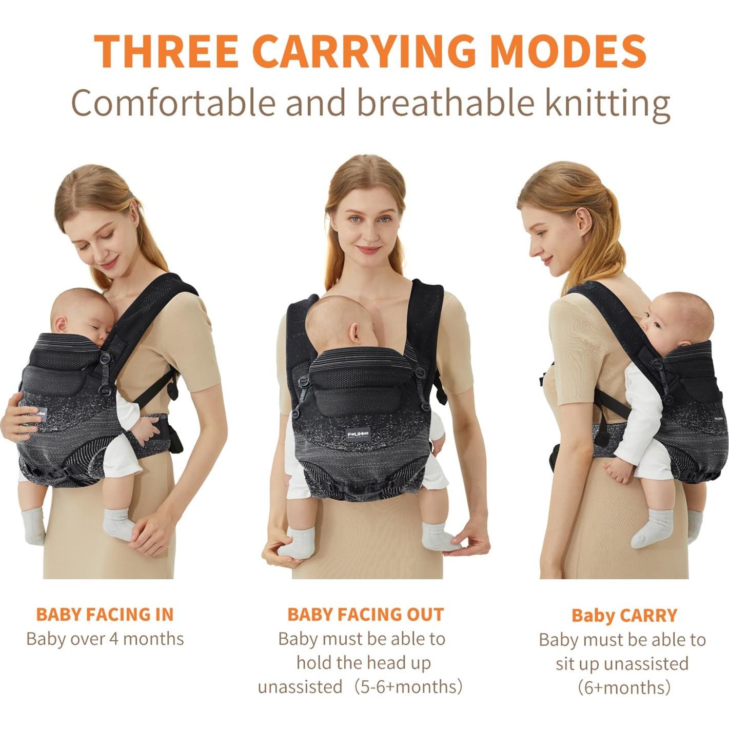 Portabebés ergonómico 4 en 1 Fe Li Hua - Negro - 3.6 a 15 kg