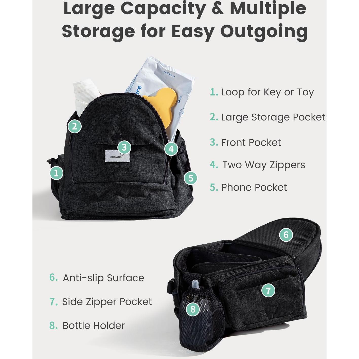 Portabebés GROWNSY Negro Ergonómico para 0-30 kg