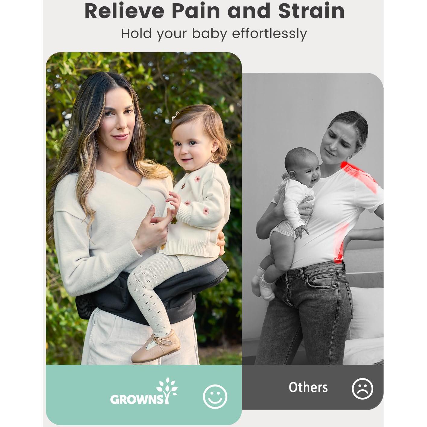 Portabebés GROWNSY Negro Ergonómico para 0-30 kg
