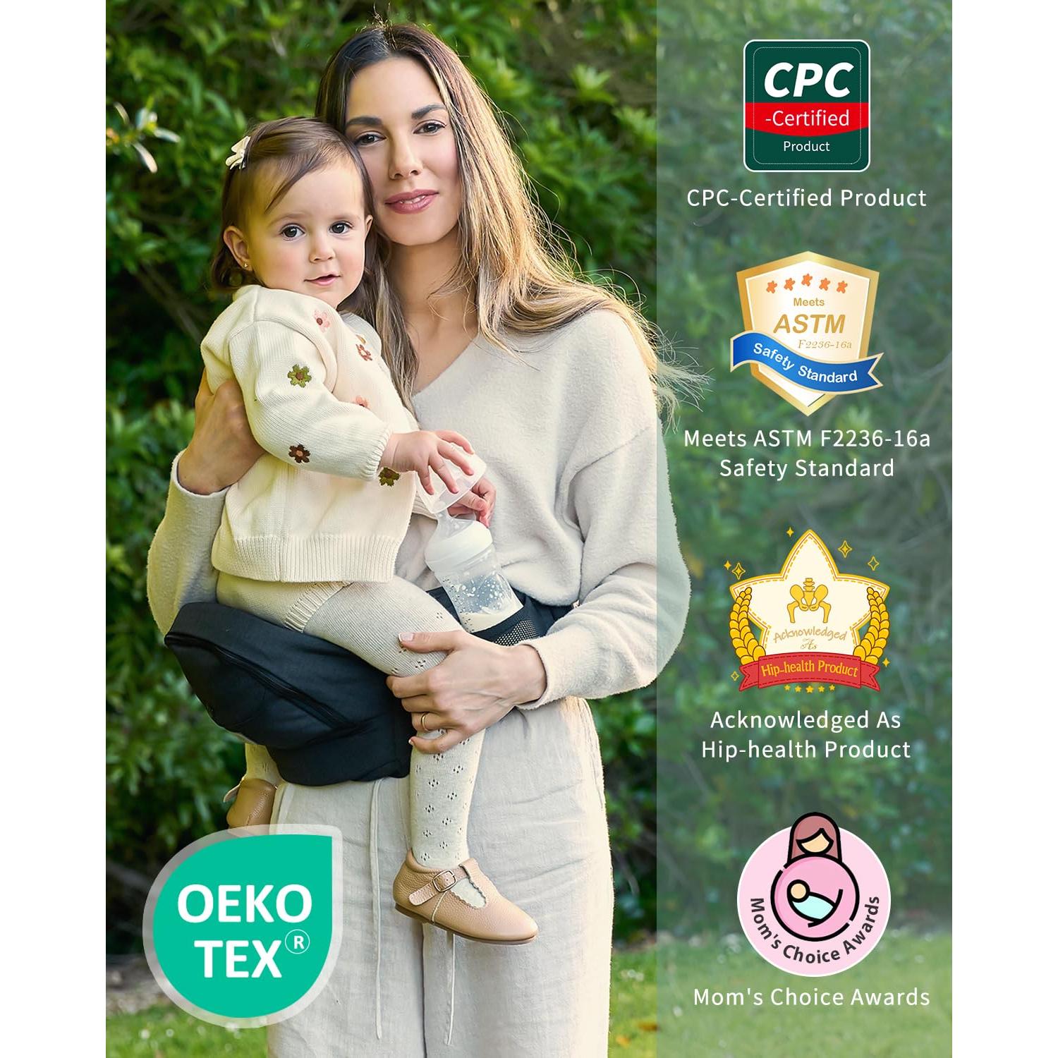 Portabebés GROWNSY Negro Ergonómico para 0-30 kg