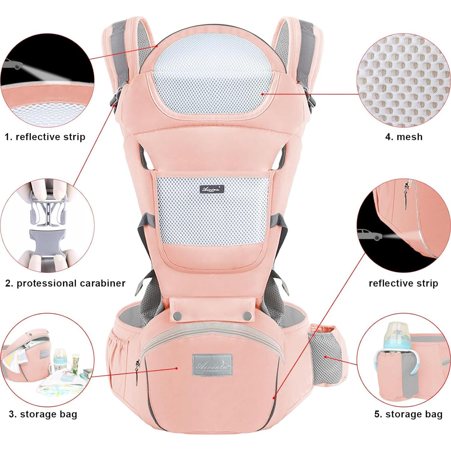 Portabebés ergonómico M Dsign 9 en 1 Rosa 3-20 kg