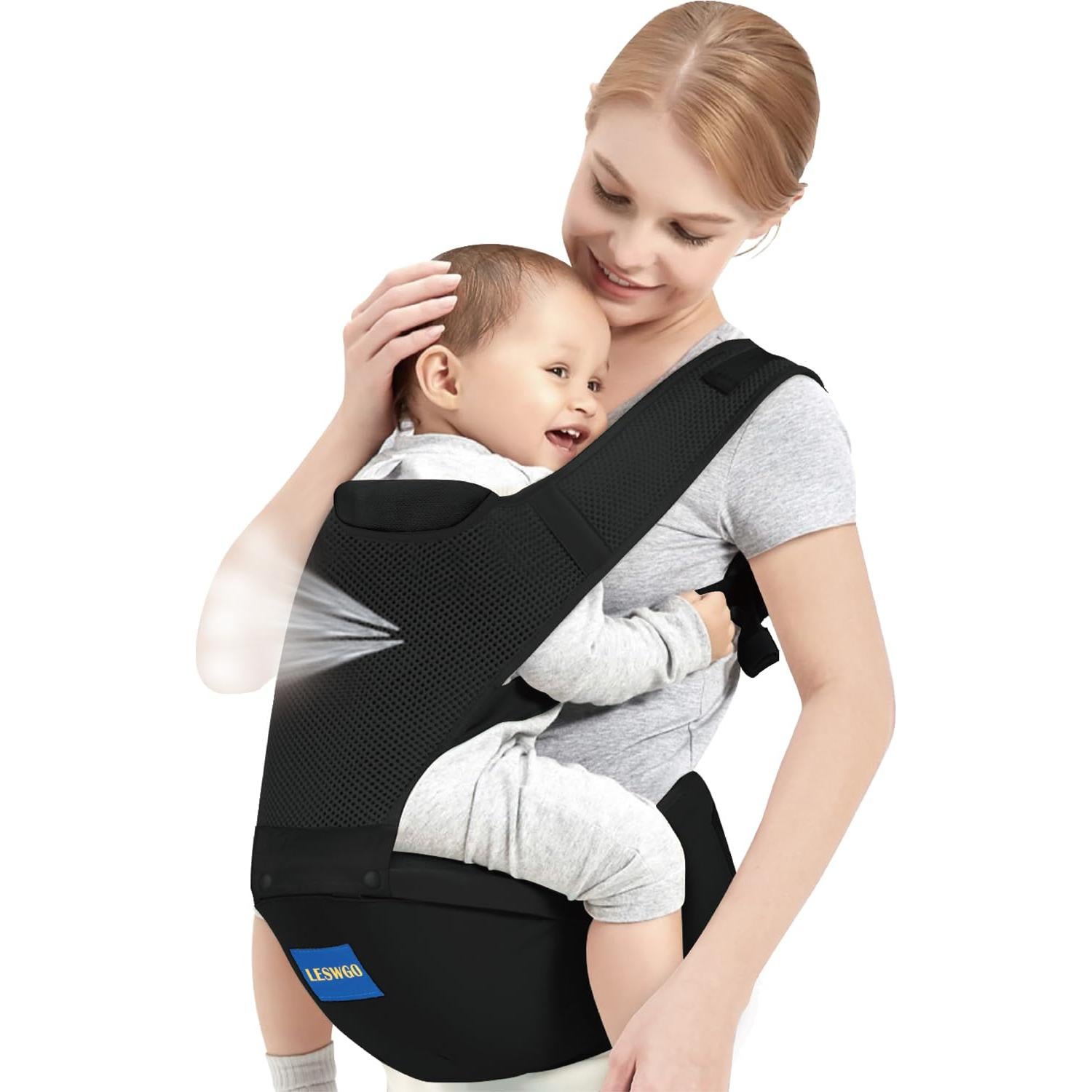 Portabebés 6 en 1 Ajustable Cadera Negro - Para 0 a 36 Meses