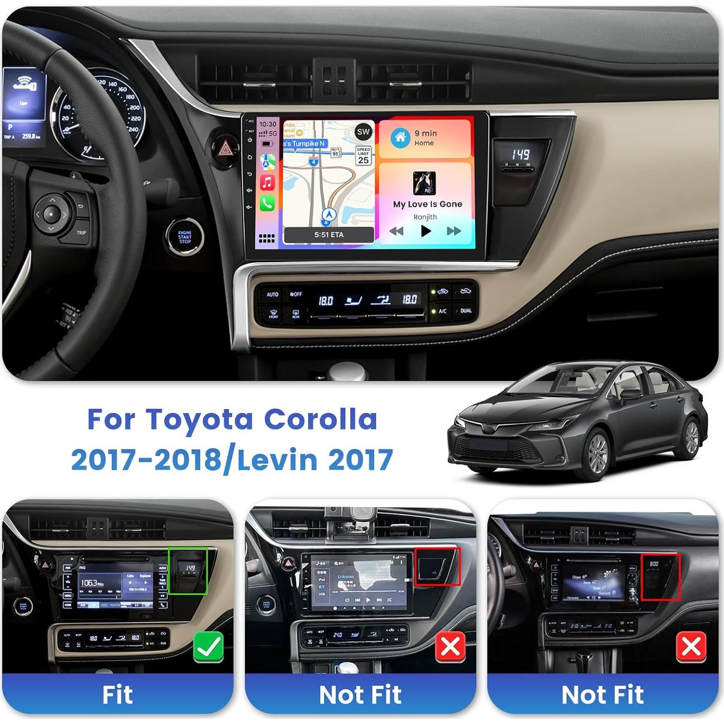 Estéreo de coche Inefala para Toyota Corolla 2017-2018 10.1"