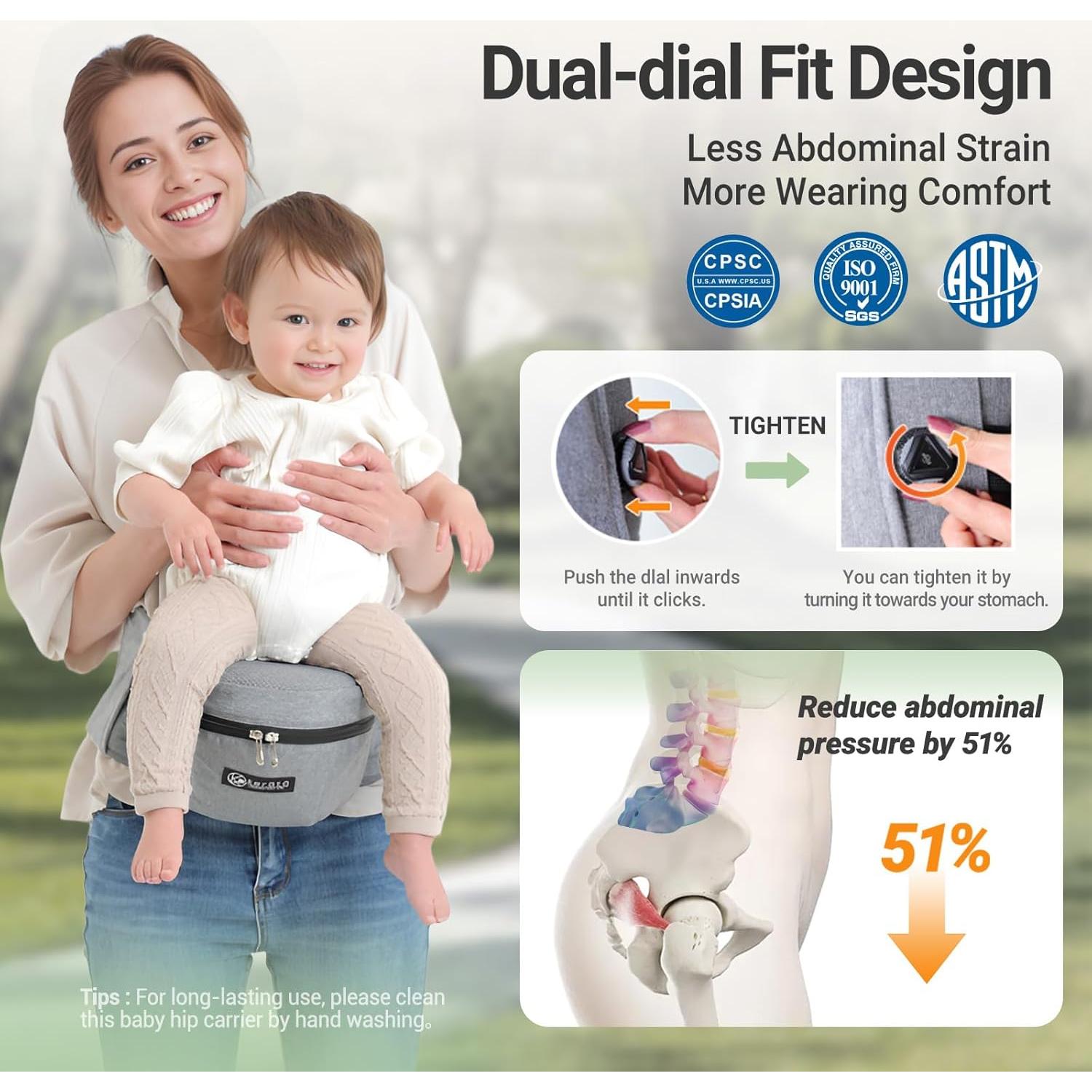 Portabebés Ergonómico Kerata Gris para Bebés hasta 20.4kg