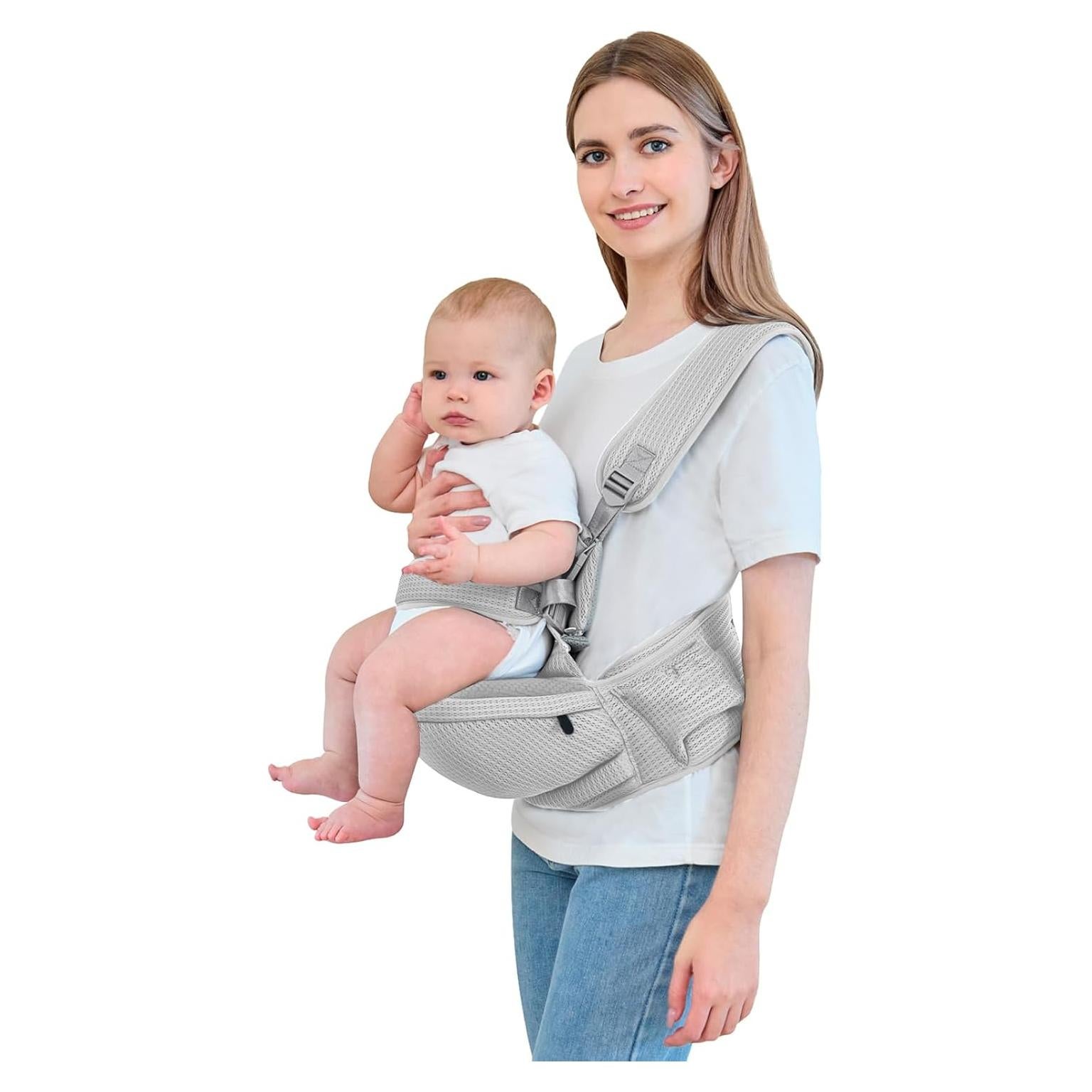 Portabebés IULONEE Hip Seat Gris Ergonométrico 3-20 kg