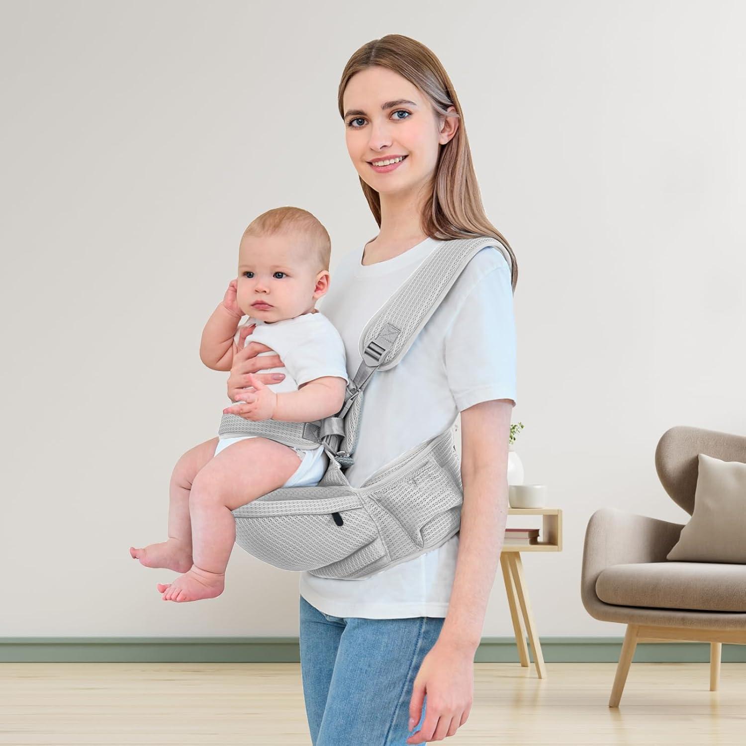 Portabebés IULONEE Hip Seat Gris Ergonométrico 3-20 kg