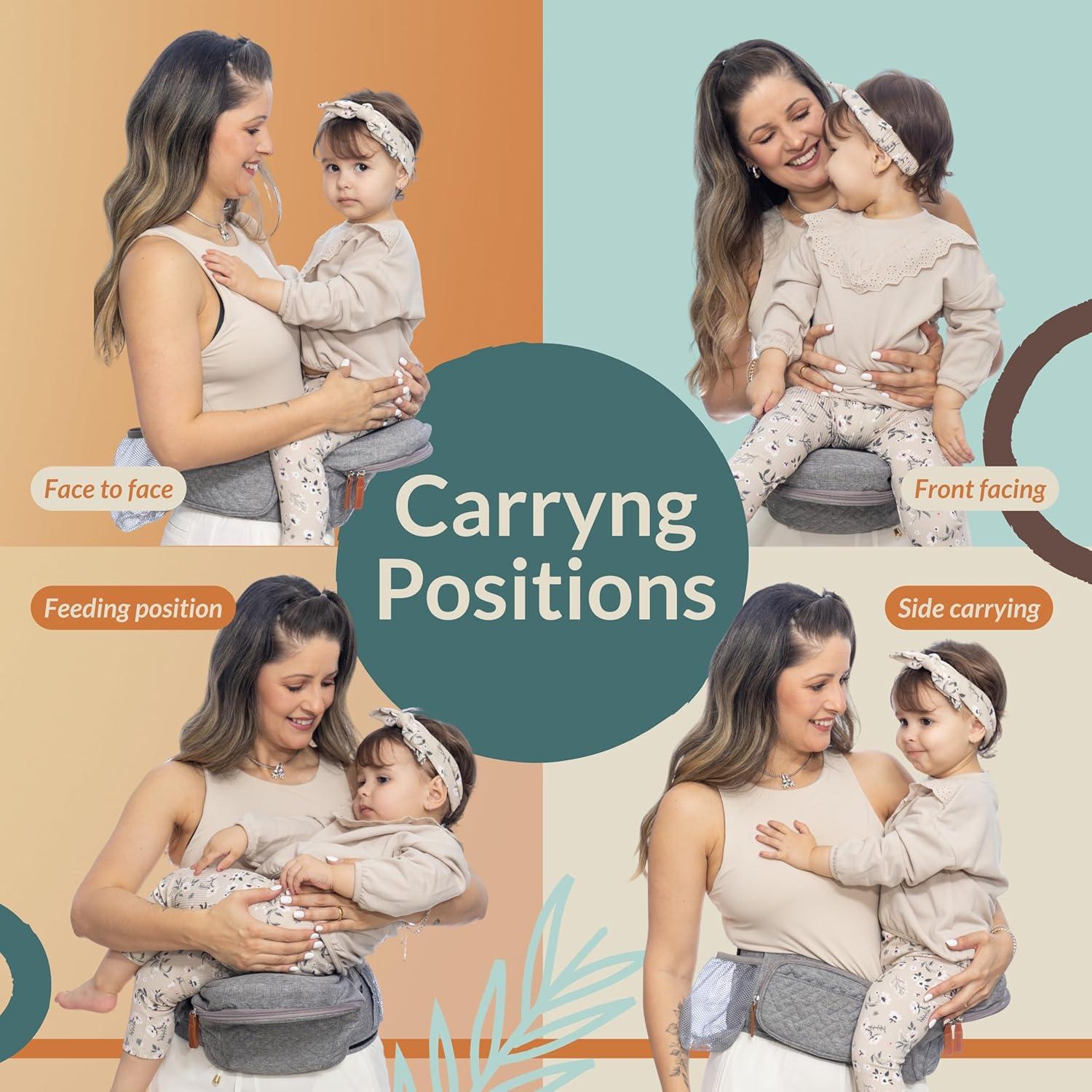 Portabebés Ergonómico Fawnest con Asiento de Cadera - Hasta 20 kg