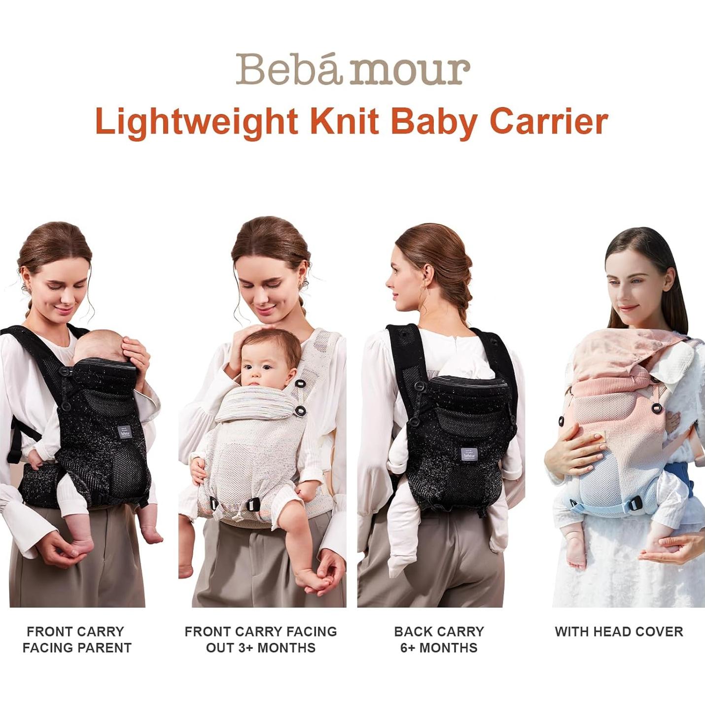 Fular Bebé Tejido Bebamour Gris 3-en-1 hasta 14.9 kg