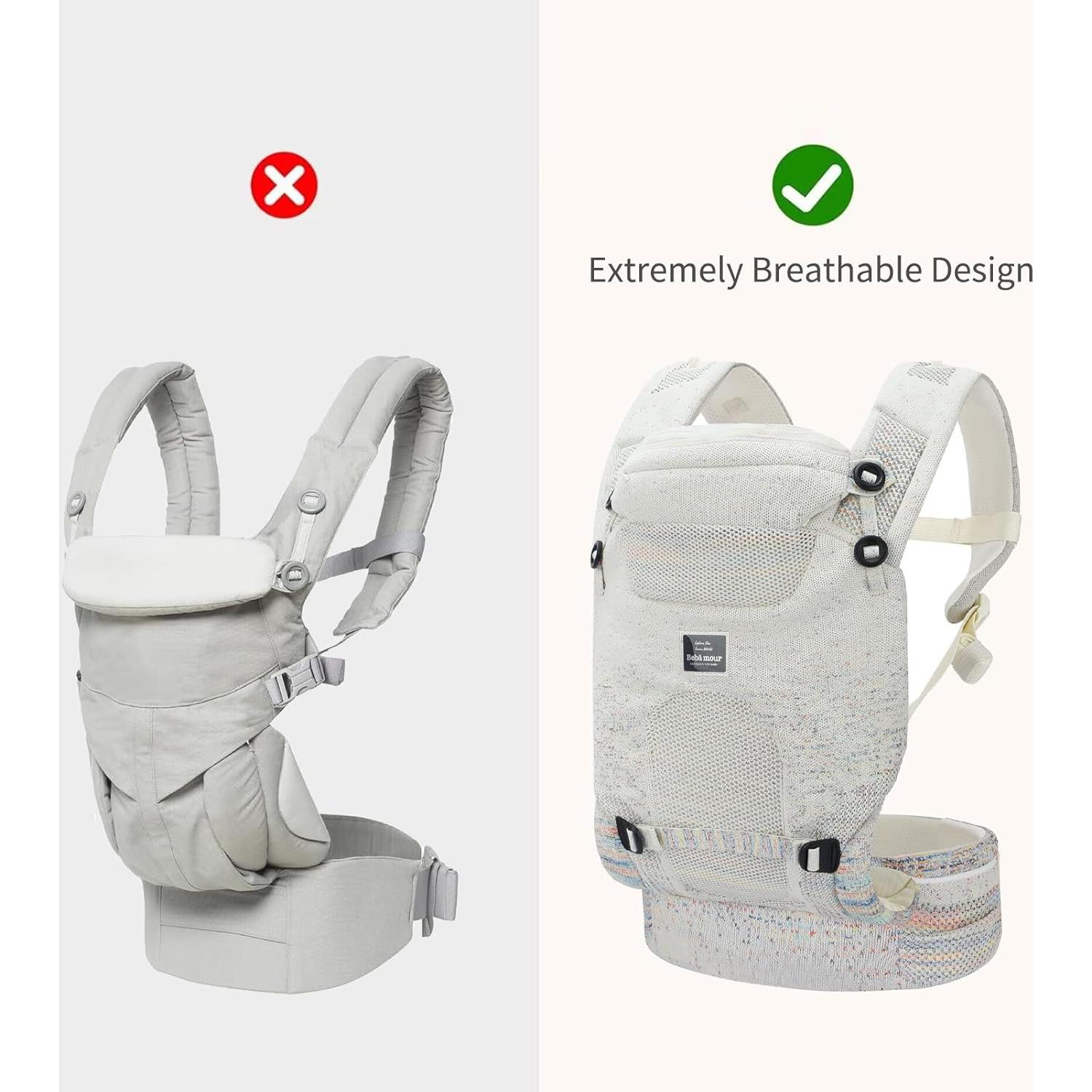 Fular Bebé Tejido Bebamour Gris 3-en-1 hasta 14.9 kg