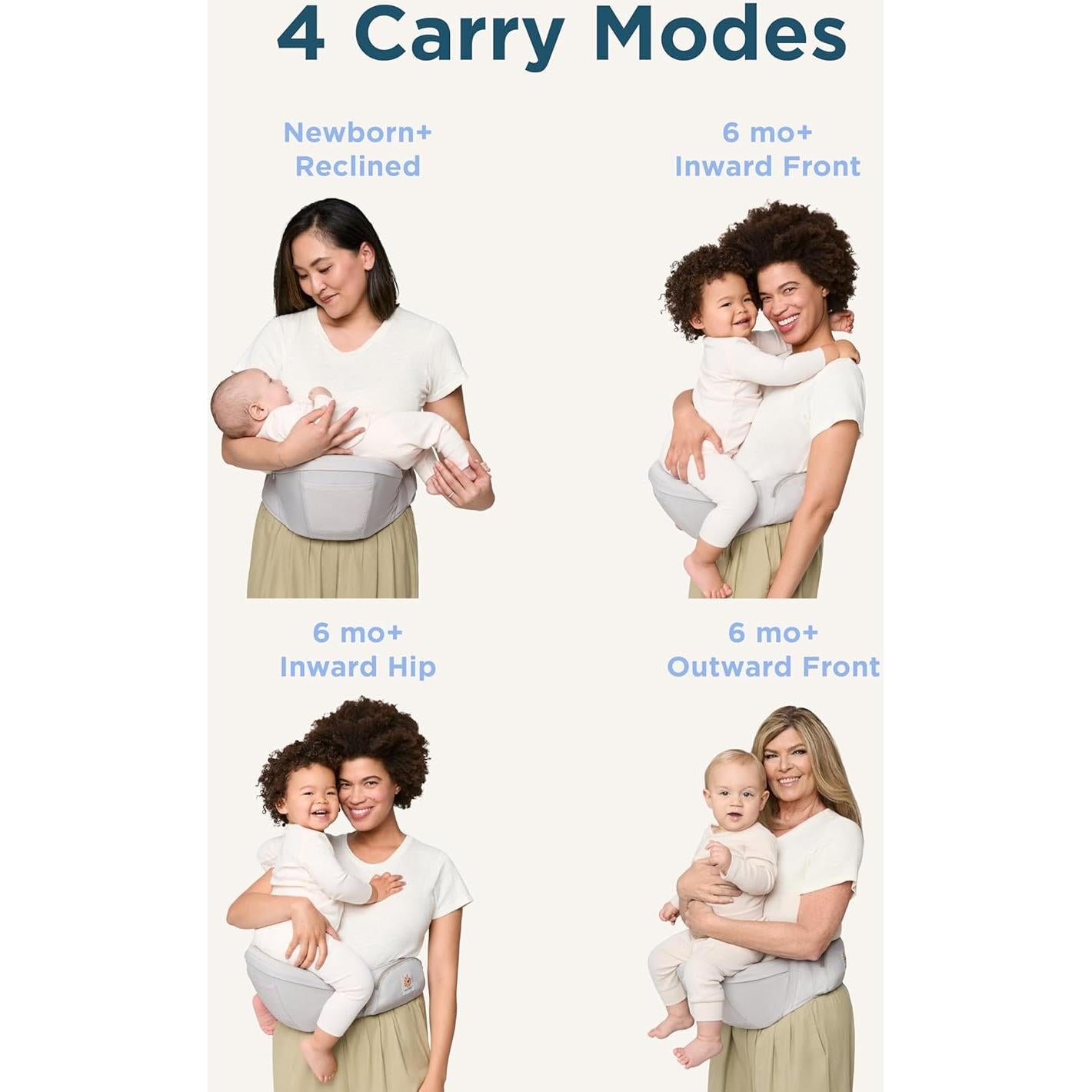 Portabebés Ergobaby Ergonómico Asiento de Cadera Beige Natural