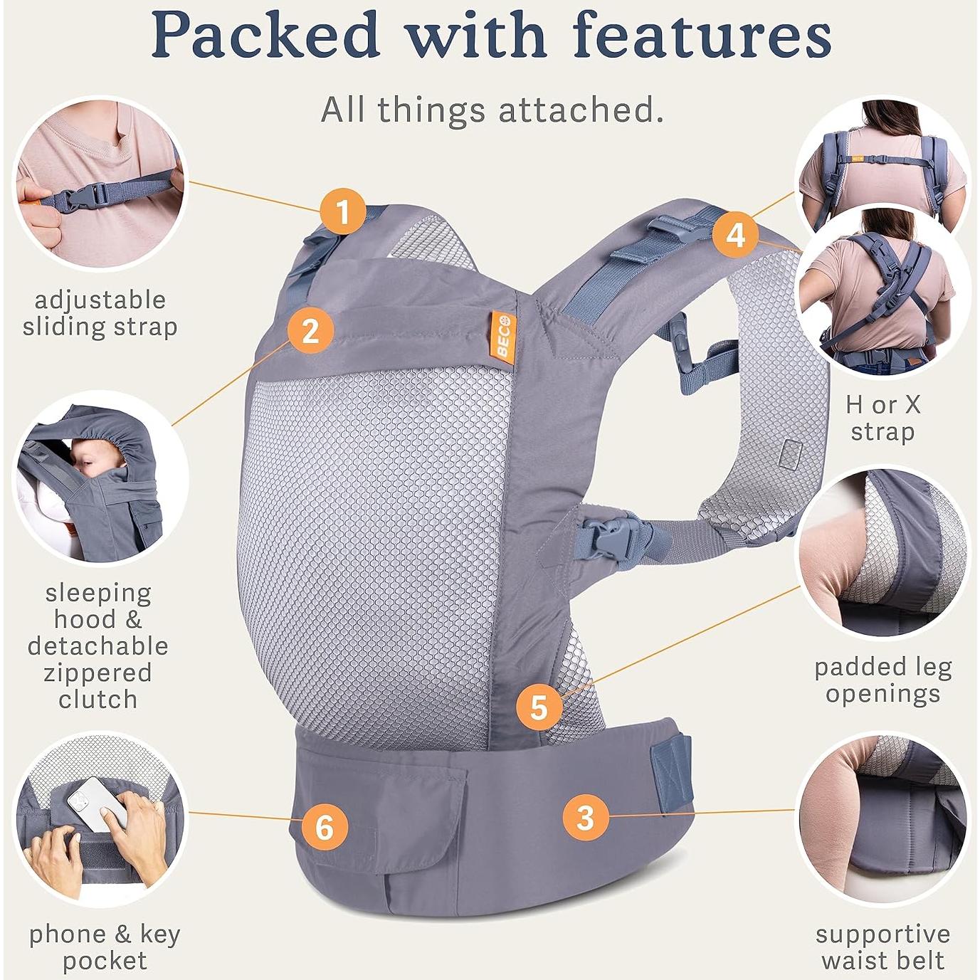 Portabebés Beco Gris Oscuro - Transpirable Malla 3D 9-27 kg