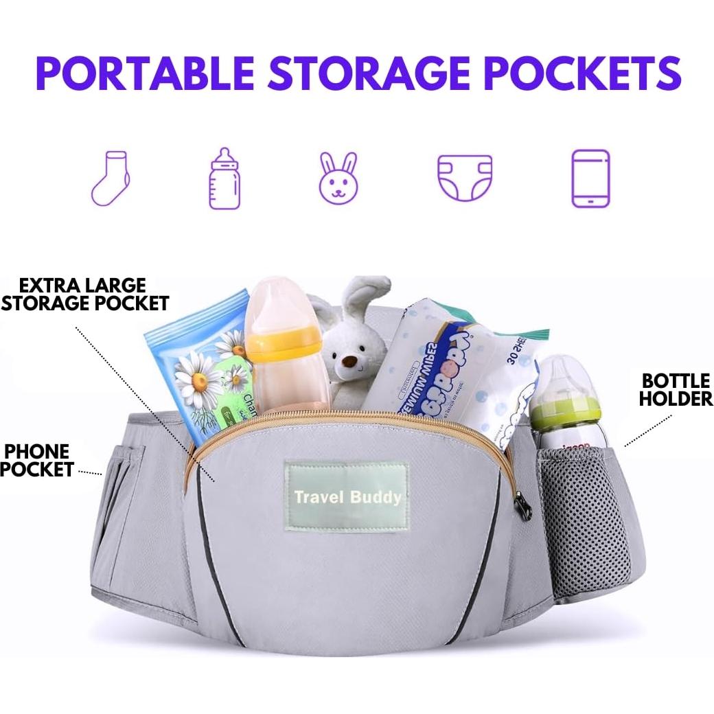 Transportador de Bebé Travel Buddy 4-en-1 Gris | Ergonómico y Ajustable