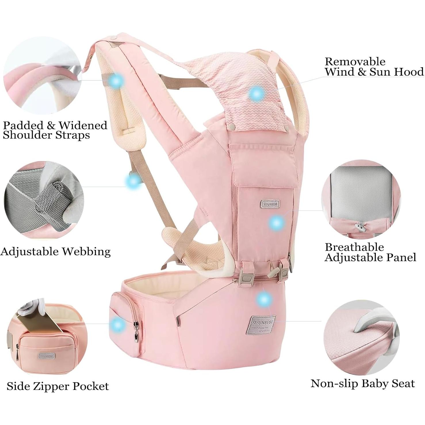 Portabebés YIYUNBEBE 6-en-1 Rosa para 0-36 meses