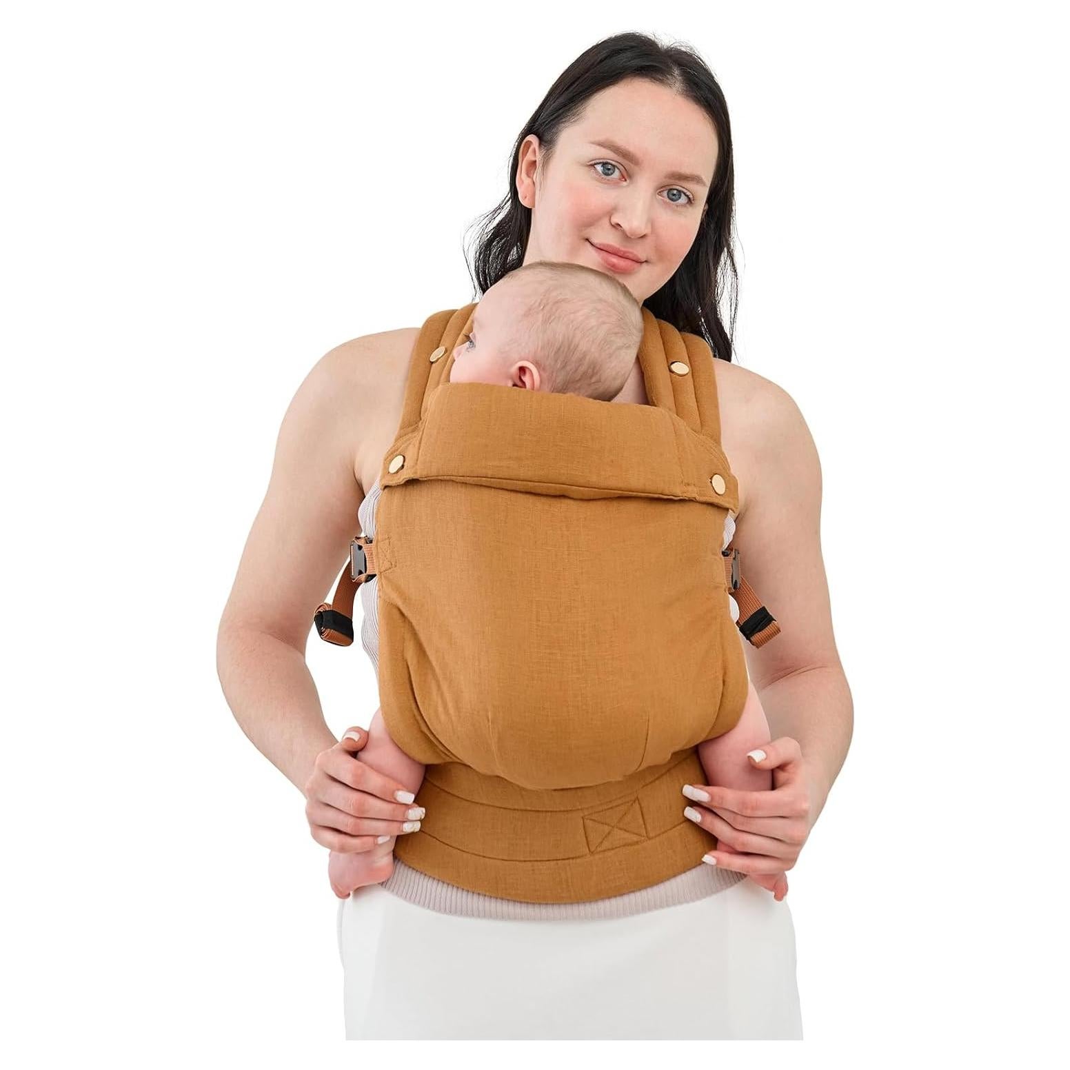 Portabebés Ergonómico Lino 100% Naranja Marrón 3-20 kg