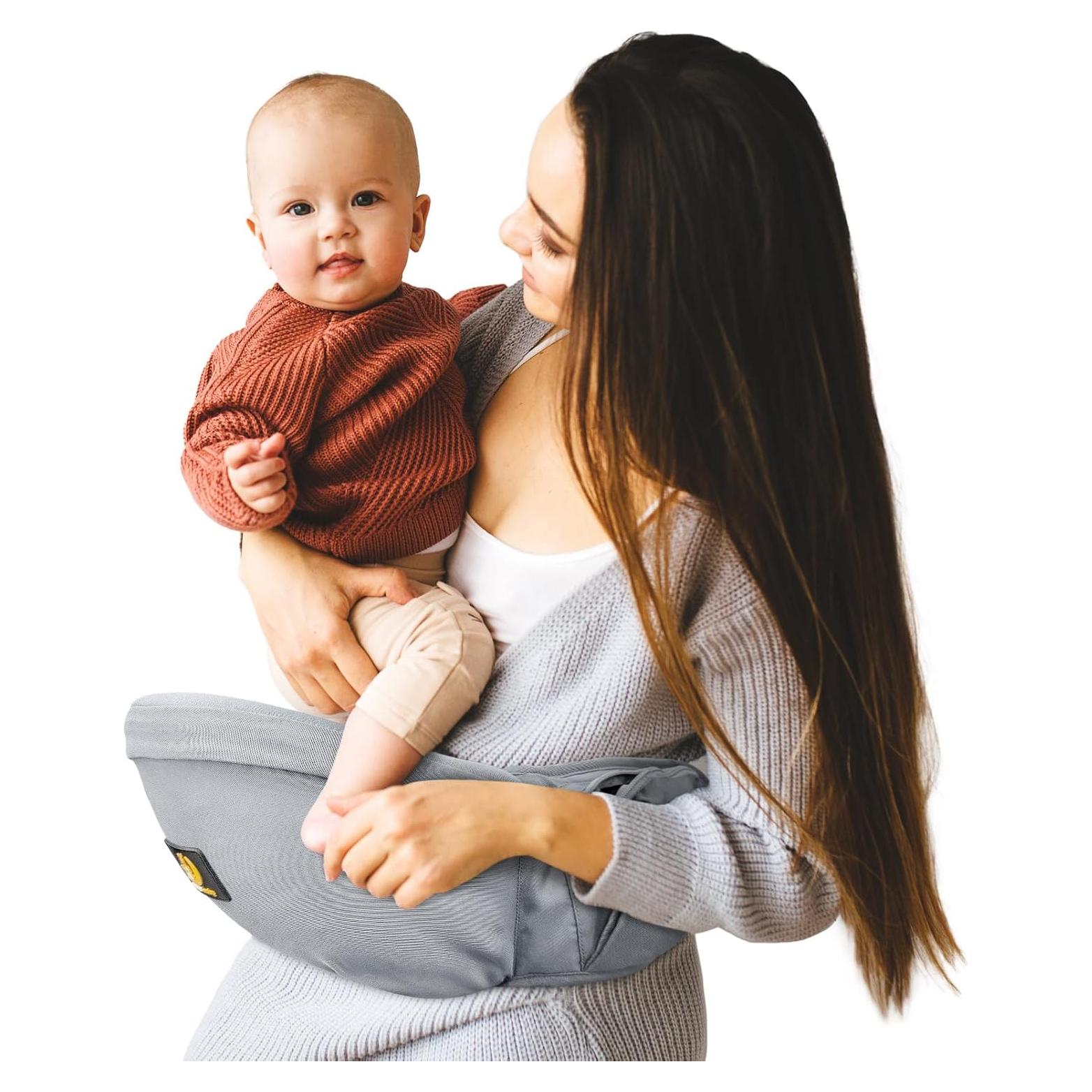 Portabebés de Cadera Ergonomico Gris - Soporta 3 a 20 kg