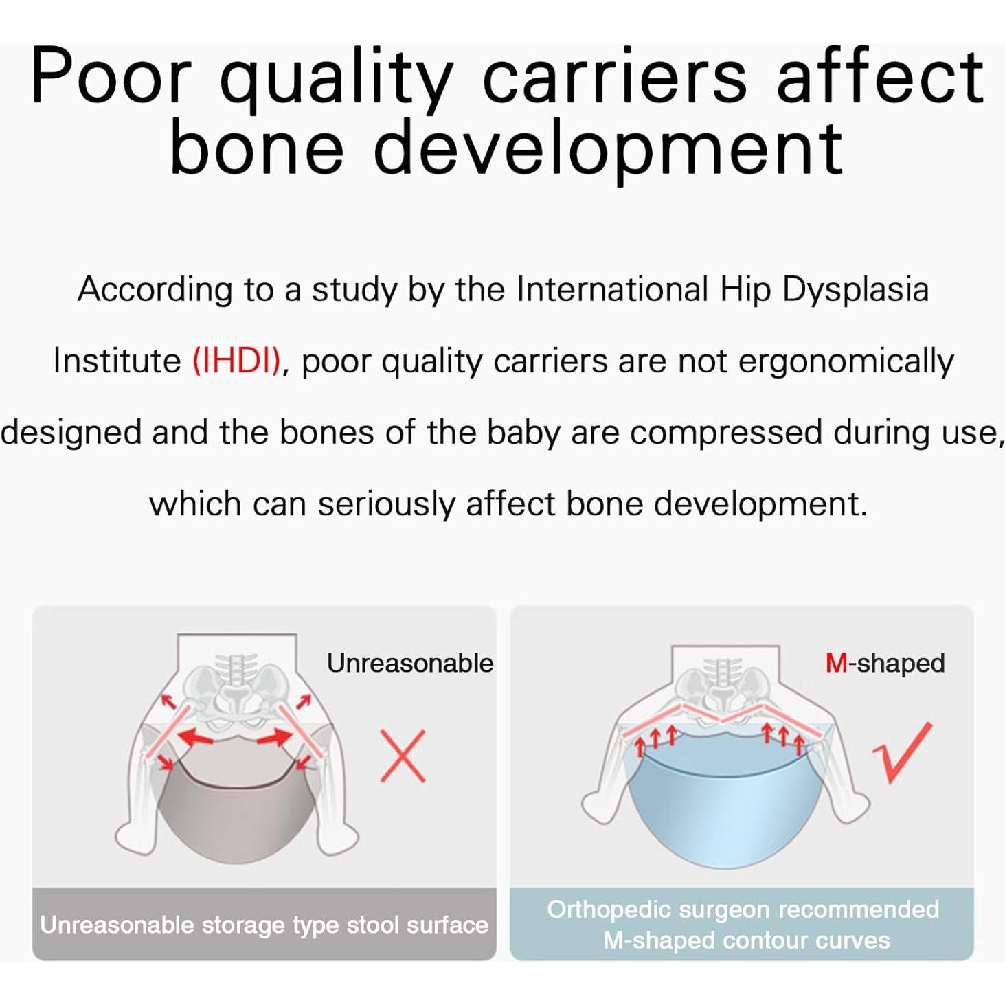 Portabebés de Cadera Ergonomico Gris - Soporta 3 a 20 kg