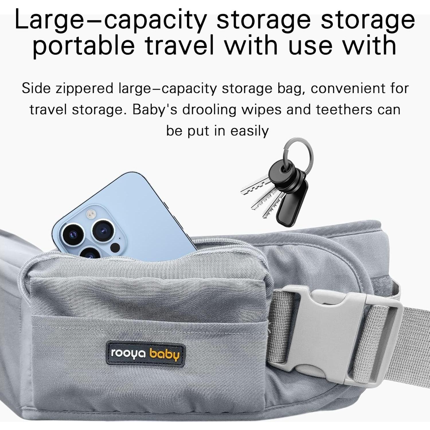 Portabebés de Cadera Ergonomico Gris - Soporta 3 a 20 kg