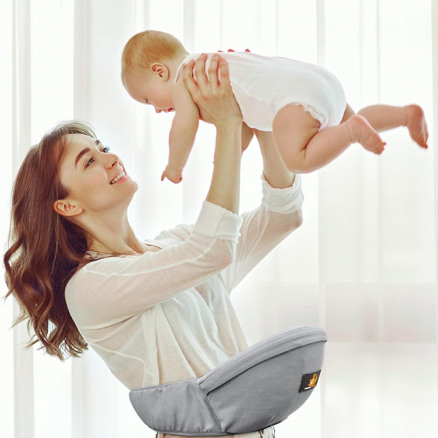 Portabebés de Cadera Ergonomico Gris - Soporta 3 a 20 kg