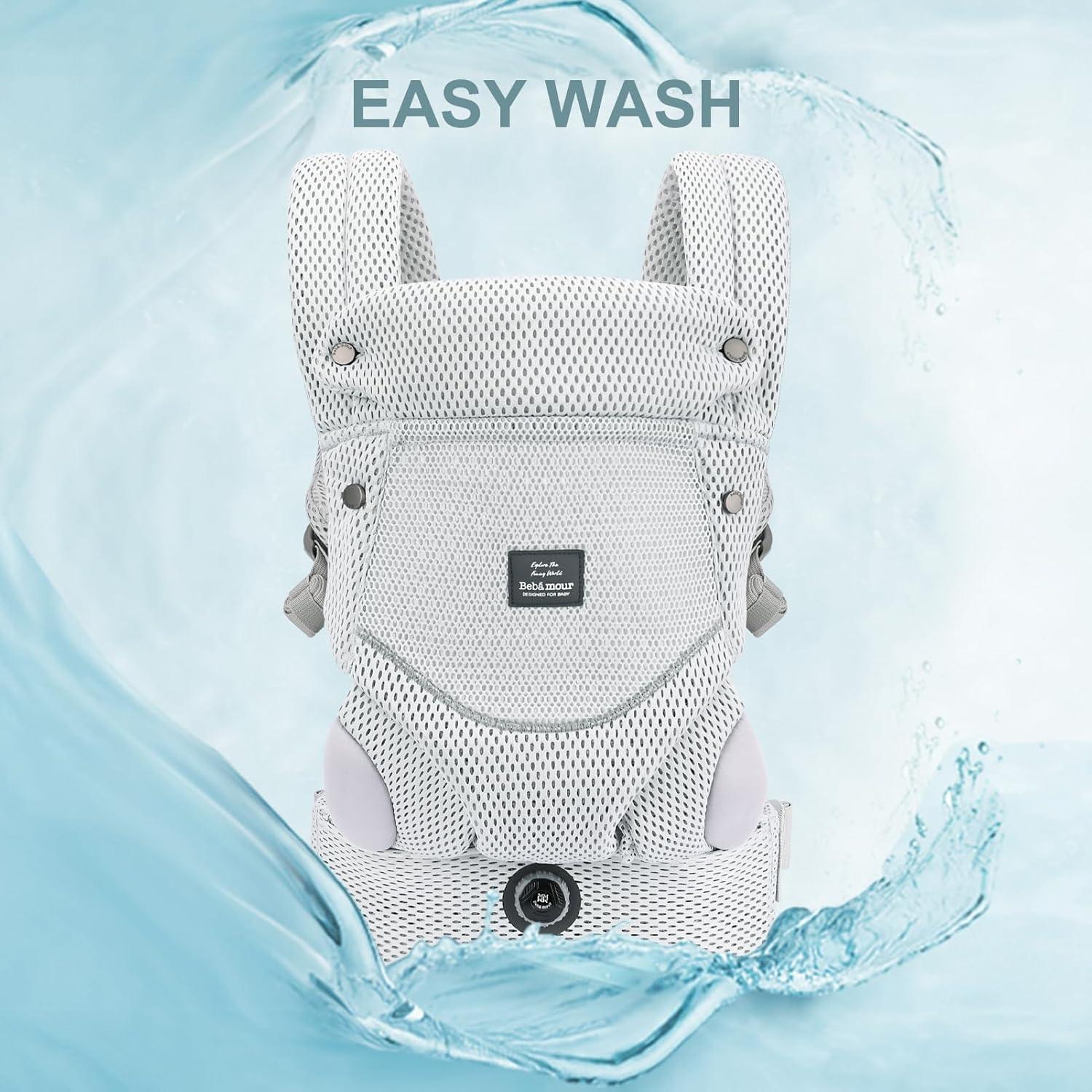 Portabebés Ergonómico Bebamour Gris 3-14.5kg Malla Transpirable