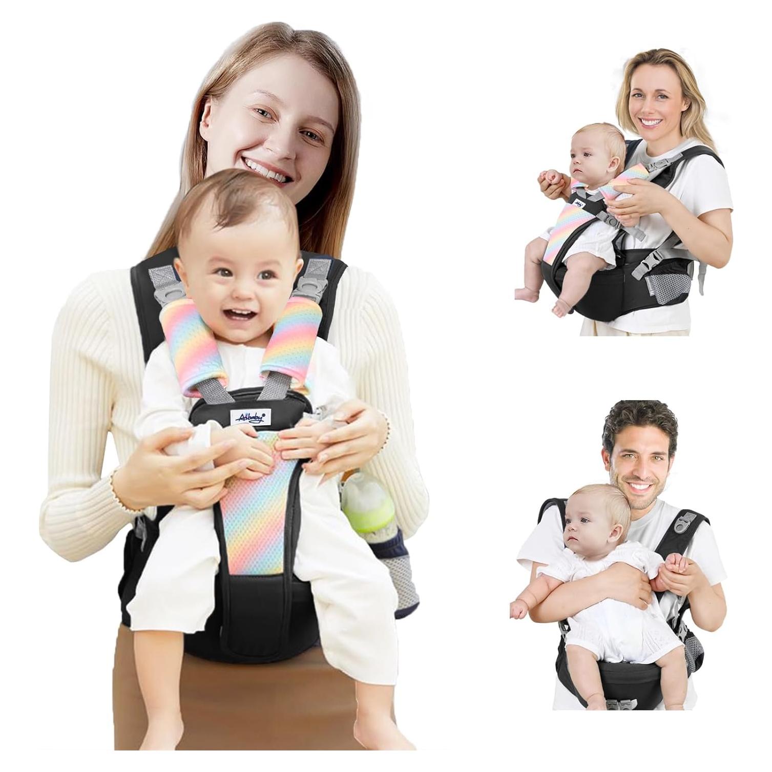 Portabebés AIBABY Ajustable Ergonómico Negro 3.2-19.9 kg