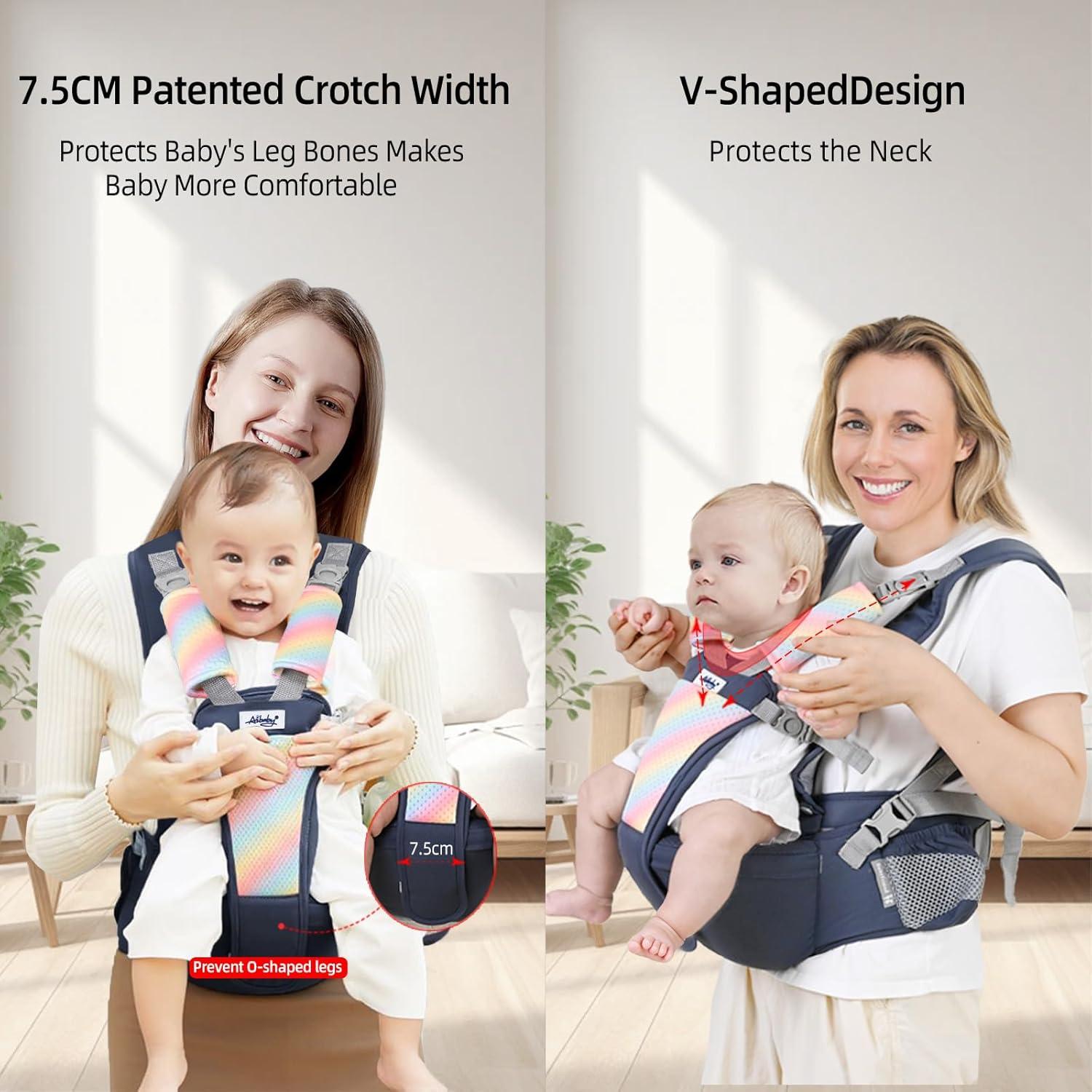 Portabebés AIBABY Ajustable Ergonómico Negro 3.2-19.9 kg