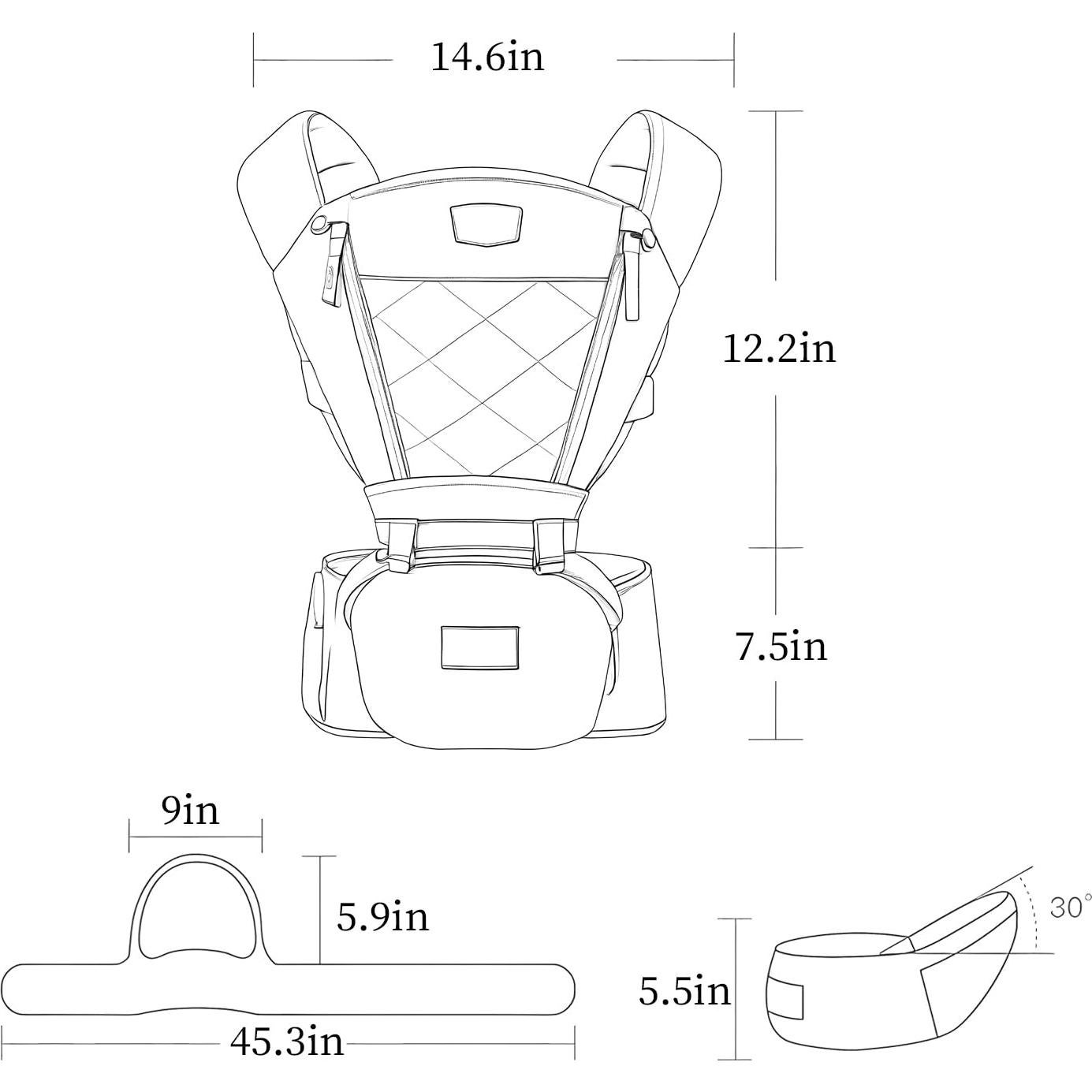 Portabebés ajustable 6 en 1 Rosa para 0-36 meses
