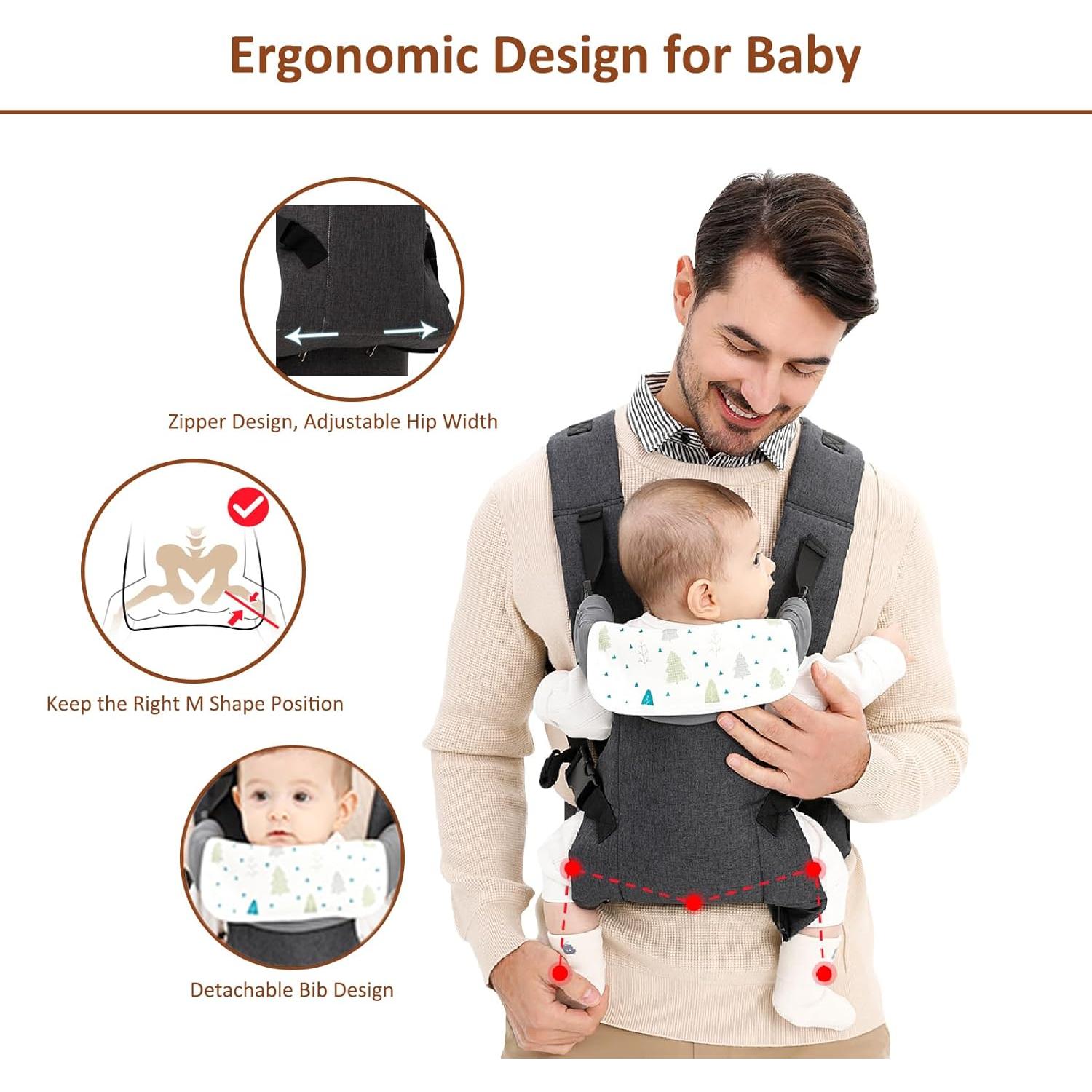 Transportador Ergonómico IULONEE 4-en-1 para Bebés Gris
