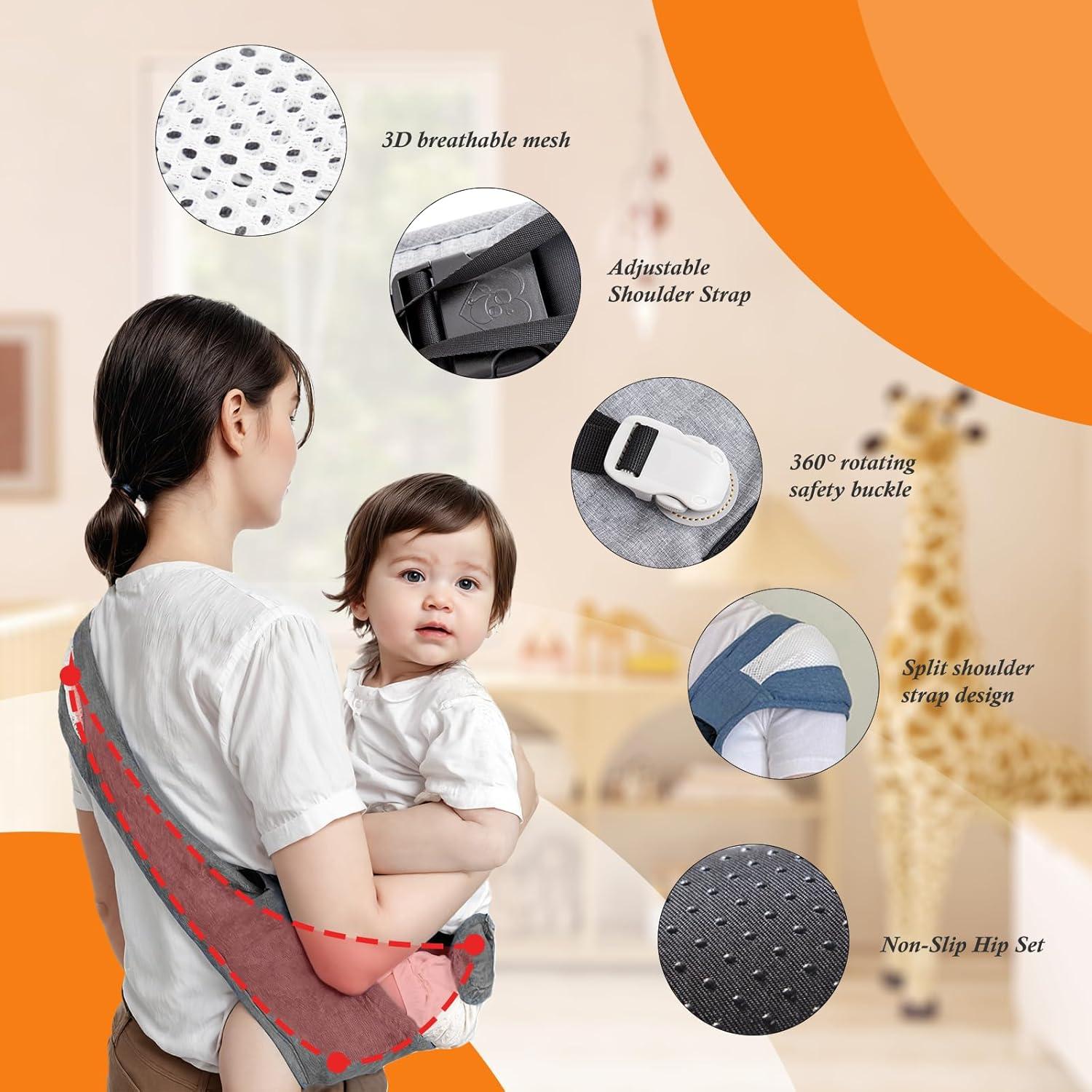 Portabebés Ajustable Gris - Para Niños de 6 a 48 Meses, 25 kg